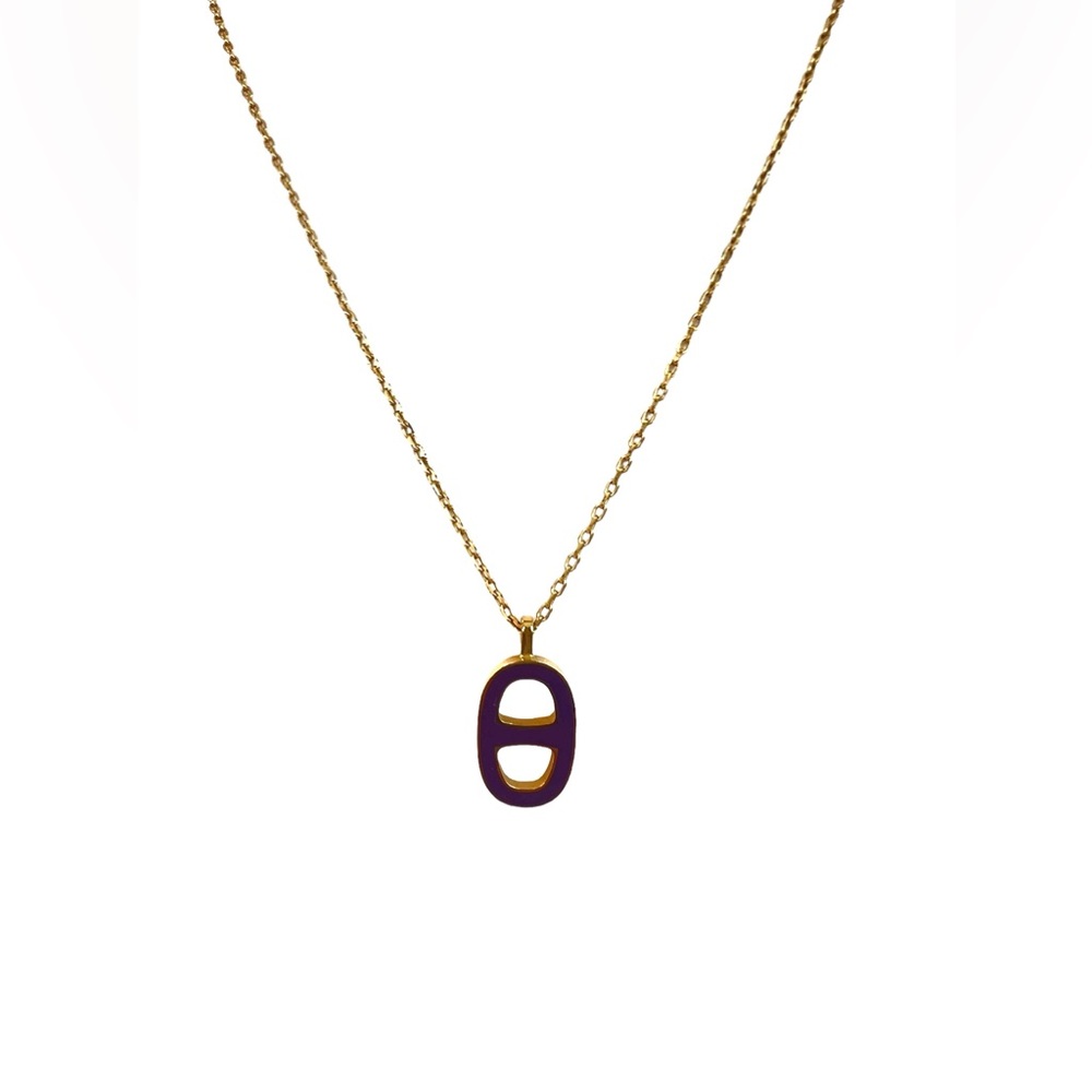 Hermès Purple Enamel Gold Plated Iliade Pendant Necklace